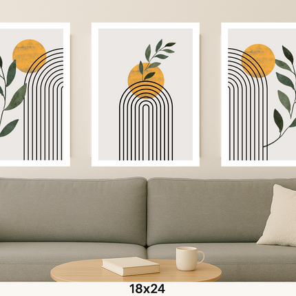 Botanical Arches Wall Art Set – Modern Minimalist Prints (Set of 3, 18x24”)