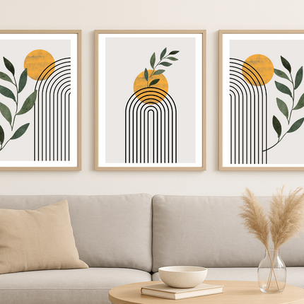 Botanical Arches Wall Art Set – Modern Minimalist Prints (Set of 3, 18x24”)