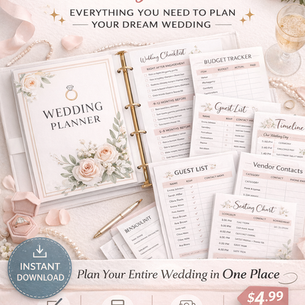 Ultimate Wedding Planner Printable | 75 Pages