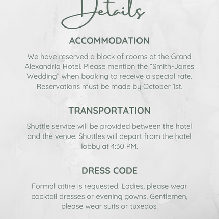 White Lily Wedding Invitation & Details Card Set – Editable Canva Template – Instant Download