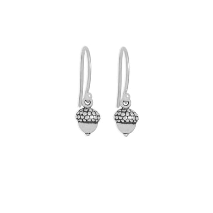 Sterling Silver Acorn Dangle Earrings – Nature-Inspired Woodland Jewelry