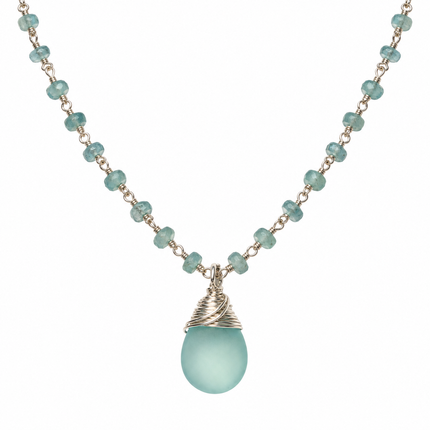 Blue Chalcedony & Apatite Necklace – Sterling Silver