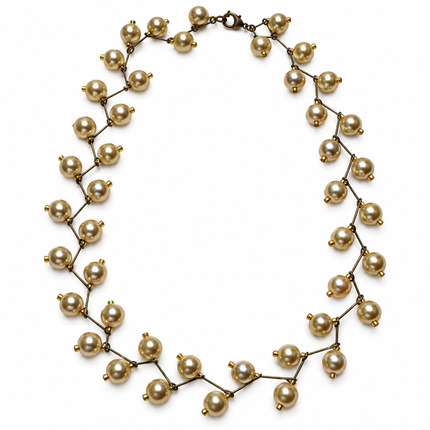 Golden Swarovski Pearl Statement Necklace