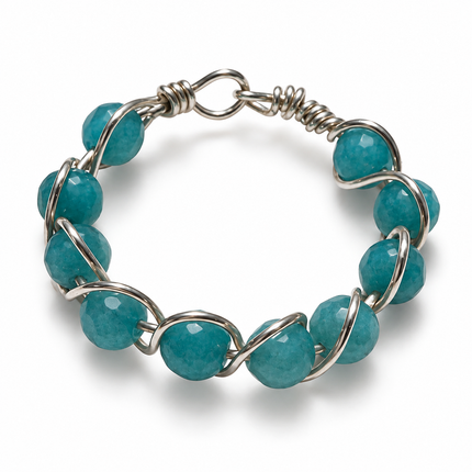 Blue Beaded Gemstone Ring in Sterling Silver