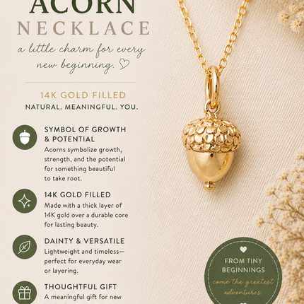 Acorn Charm- Dainty 14k Gold Filled Jewelry