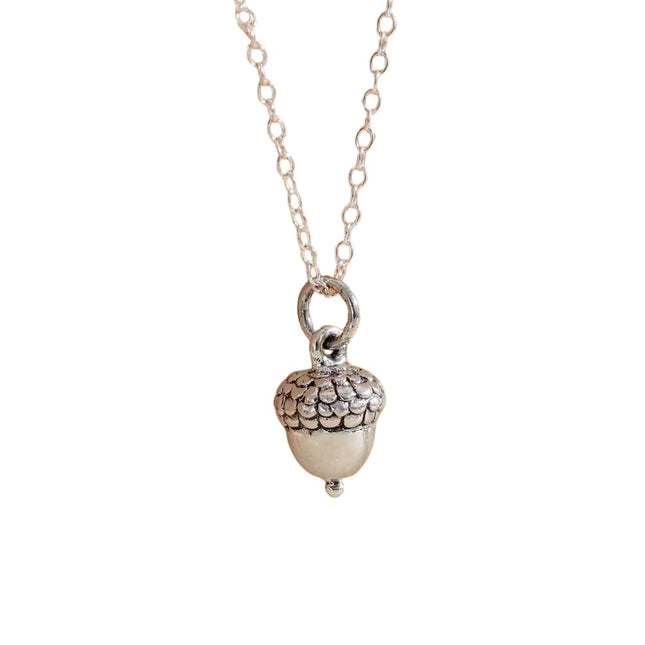 Acorn Charm - Dainty Sterling Silver Necklace - Handmade Jewelry
