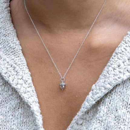 Acorn Charm - Dainty Sterling Silver Necklace - Handmade Jewelry