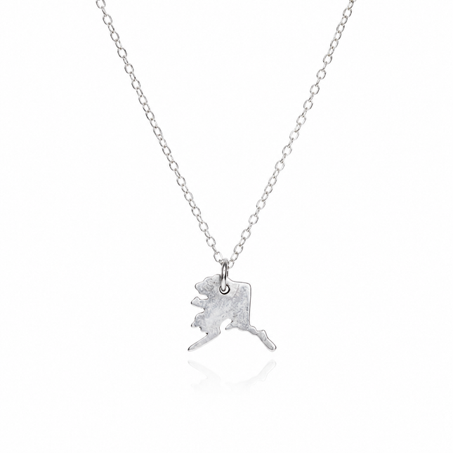 Tiny Alaska Necklace | Sterling Silver Alaska Charm Necklace