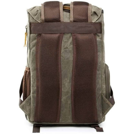 Allacki Waterproof Shock-Resistant Canvas Camera Bag Retro Style Travel Backpack