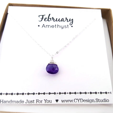February Birthstone Necklace - Sterling Silver