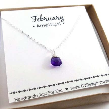 February Birthstone Necklace - Sterling Silver