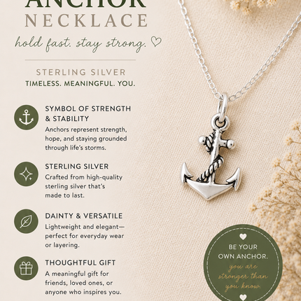 Anchor Necklace - Sterling Silver - Friendship Necklace - Gift for Her