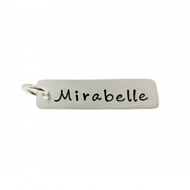 Add a Hand Stamped Name or a Date Charm -  Long Rectangle Tag