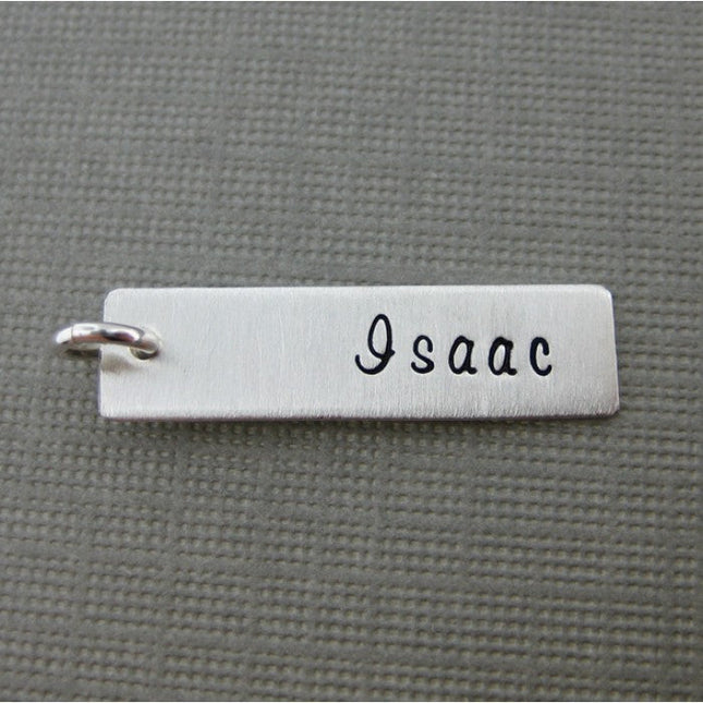 Add a Hand Stamped Name or a Date Charm -  Long Rectangle Tag