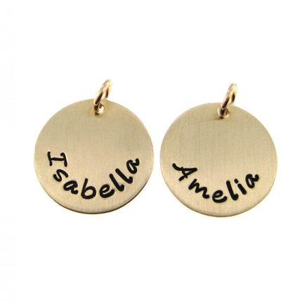 Add a Hand Stamped Name or a Date Charm - 5/8 inch Round 14K Gold Filled Tag