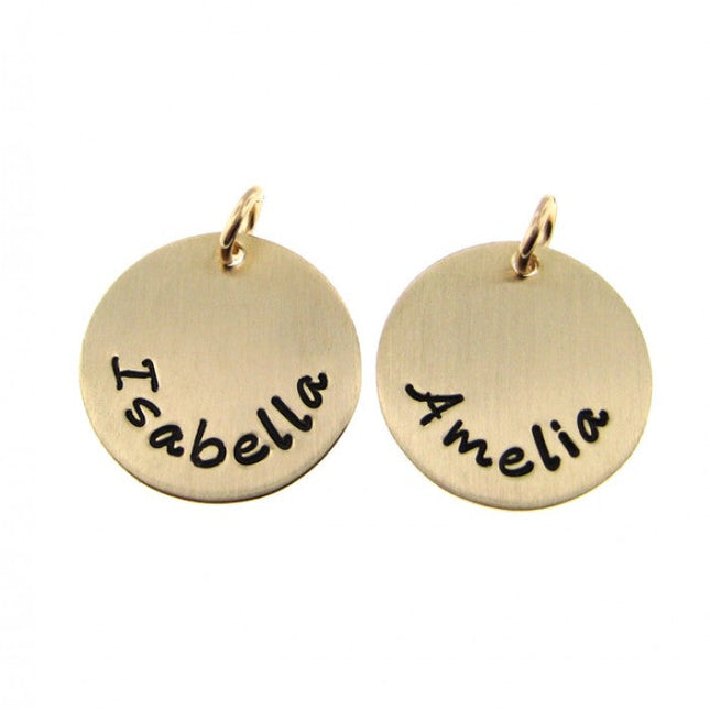 Add a Hand Stamped Name or a Date Charm - 5/8 inch Round 14K Gold Filled Tag