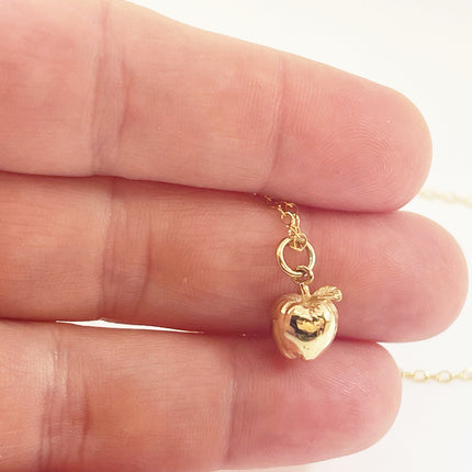 Tiny Apple Charm Necklace - 14k Gold Filled Jewelry - Handmade Necklace - Teacher Gift
