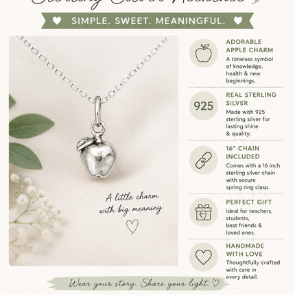Tiny Apple Charm - Sterling Silver Necklace