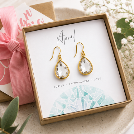 April Birthstone Crystal 14k Gold Filled Earrings