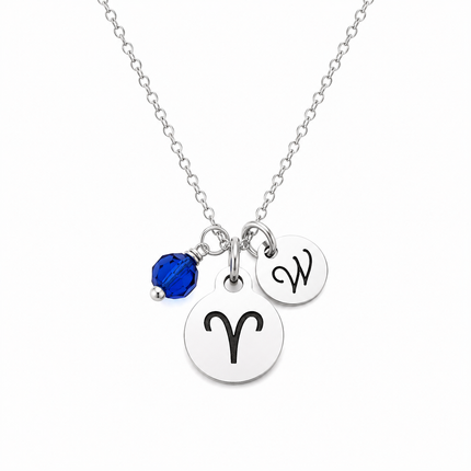 Aries Zodiac Personalized Sterling Silver Necklace