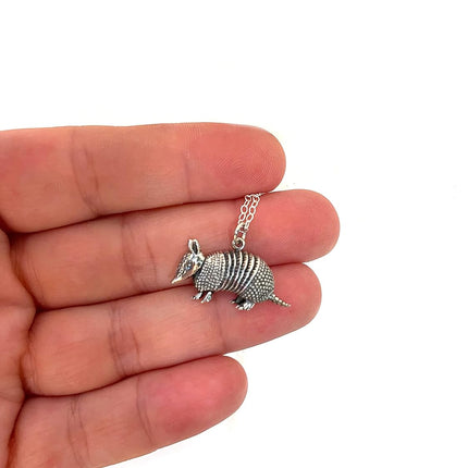Armadillo Charm Sterling Silver Necklace - Handmade Jewelry