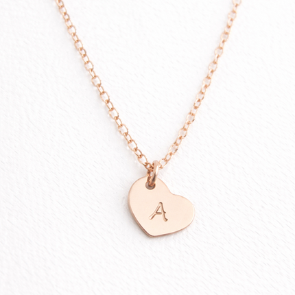 Tiny Rose Gold Heart Custom Initial Necklace
