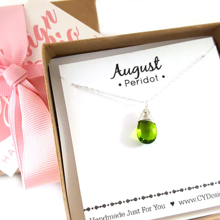 Peridot - August Birthstone - Sterling Silver Necklace
