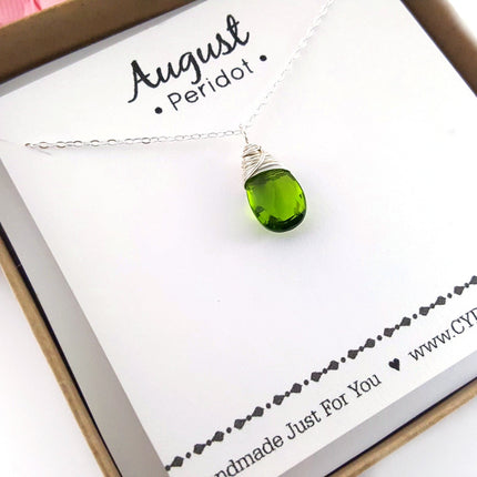 Peridot - August Birthstone - Sterling Silver Necklace