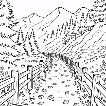 Autumn Landscapes Coloring Book – 150 Pages (Digital Download PDF)