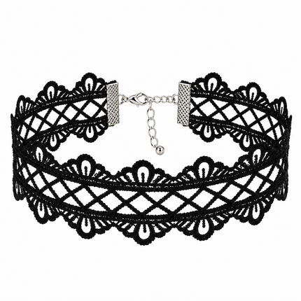 Black Lace Choker Necklace | Wide Gothic Choker