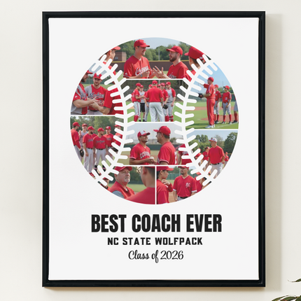 Baseball Best Coach Ever Photo Collage – Editable Canva Template