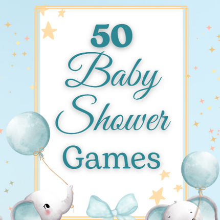 50 Baby Shower Games Printable Bundle – Little Elephant Theme
