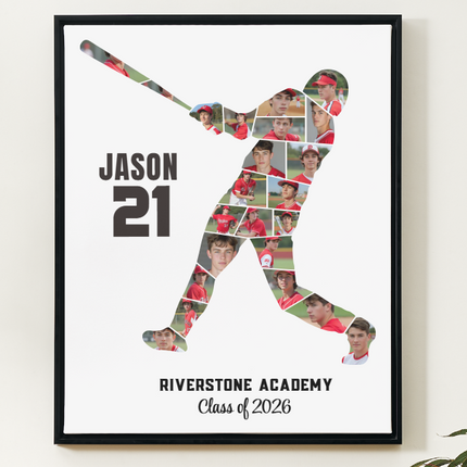 Baseball Player Photo Collage Canva Template – Customizable Memory Art