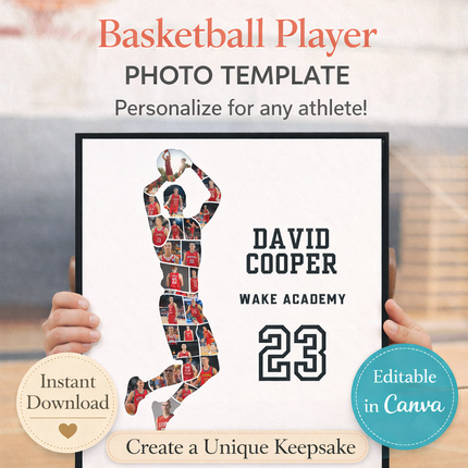 Basketball Player Photo Collage – Editable Canva Template