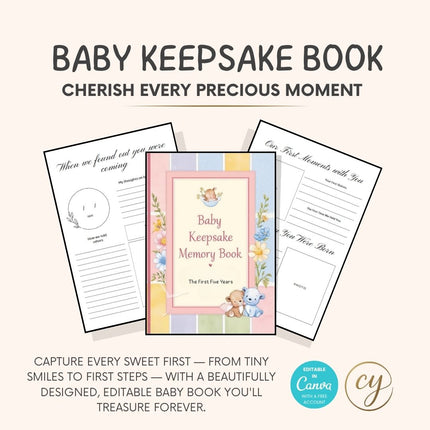 Editable Baby Memory Book | Digital Baby Keepsake for First 5 Years