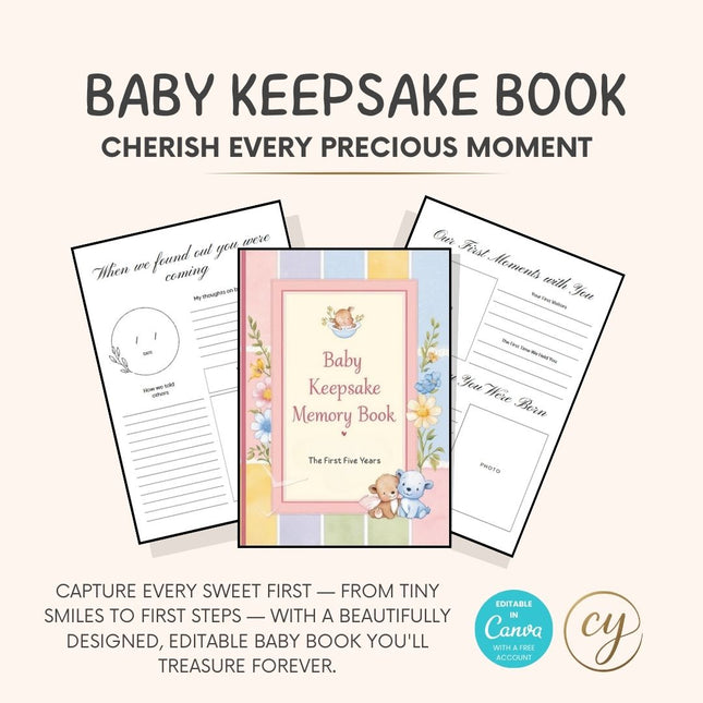 Editable Baby Memory Book | Digital Baby Keepsake for First 5 Years