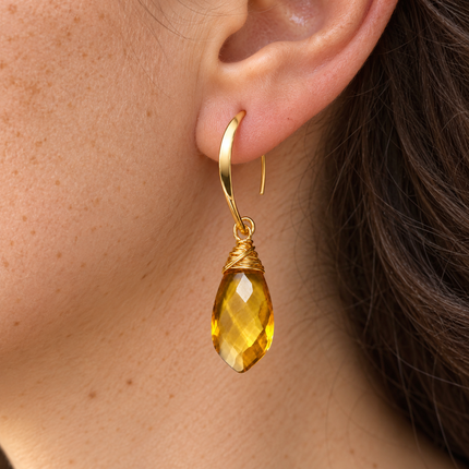 Citrine Quartz Drop Earrings