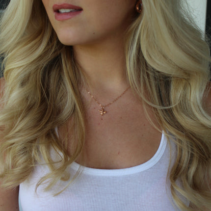 Gold Filled Bumble Bee Necklace – Gold Bee Charm on 18” Cable Chain