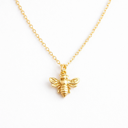 Gold Filled Bumble Bee Necklace – Gold Bee Charm on 18” Cable Chain