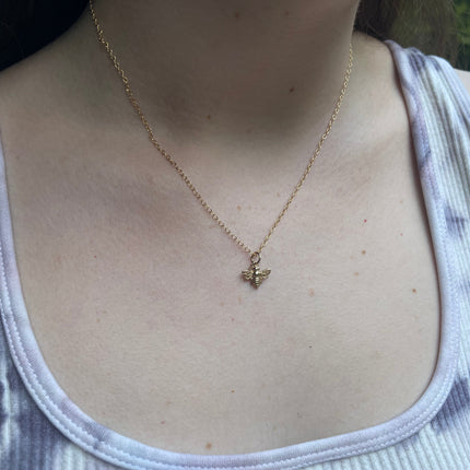 Tiny Sterling Silver Bumblebee Necklace – Simple Everyday Bee Charm Jewelry