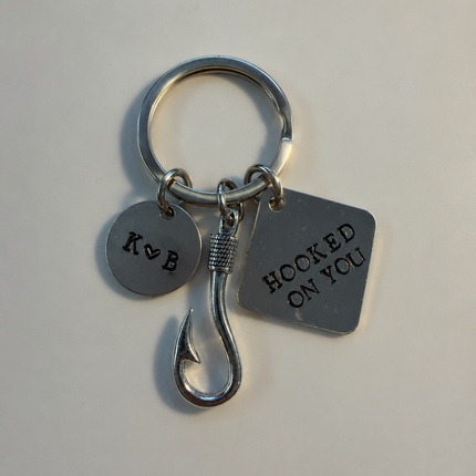 Hooked On You Personalized Fishing Keychain