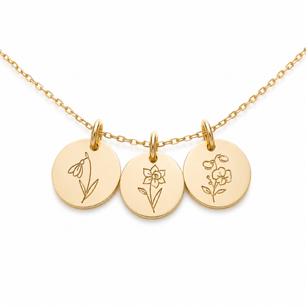 Birth Flower Necklace | Hand Stamped | Sterling Silver