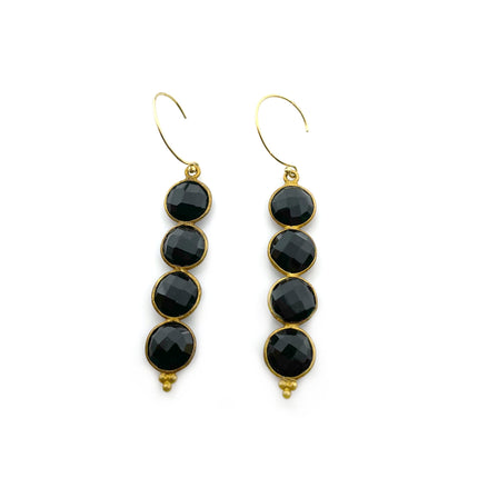 Black Onyx Gemstone Earrings in 14k Gold Fill