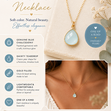 Blue Chalcedony Drop Necklace