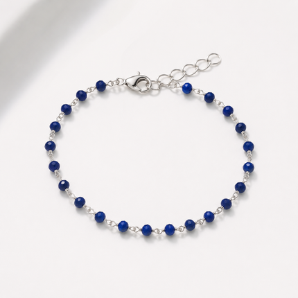 Royal Blue Agate – Sterling Silver Wire Wrapped Gemstone Bracelet
