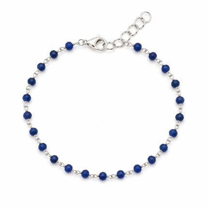 Royal Blue Agate – Sterling Silver Wire Wrapped Gemstone Bracelet