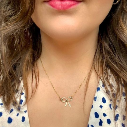 Thank You For Helping Me Tie The Knot - Gold Bow Necklace - Bridesmaid Necklace