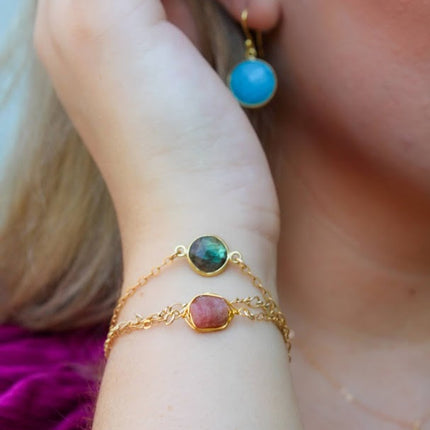 Raw Pink Tourmaline Bracelet