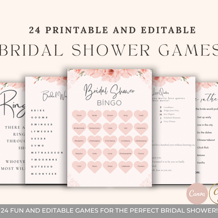 24 Printable & Editable Bridal Shower Games Bundle
