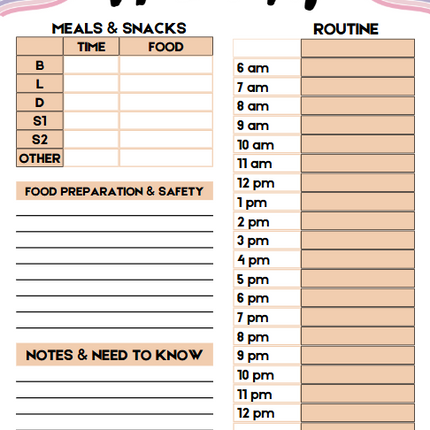 Babysitter Binder | 17-Page Editable Canva Template